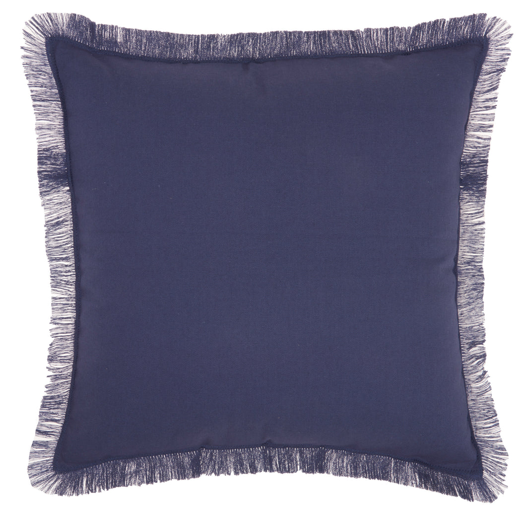 Mina Victory Life Styles Fringed Edges Solid Navy Throw Pillow SS200 18