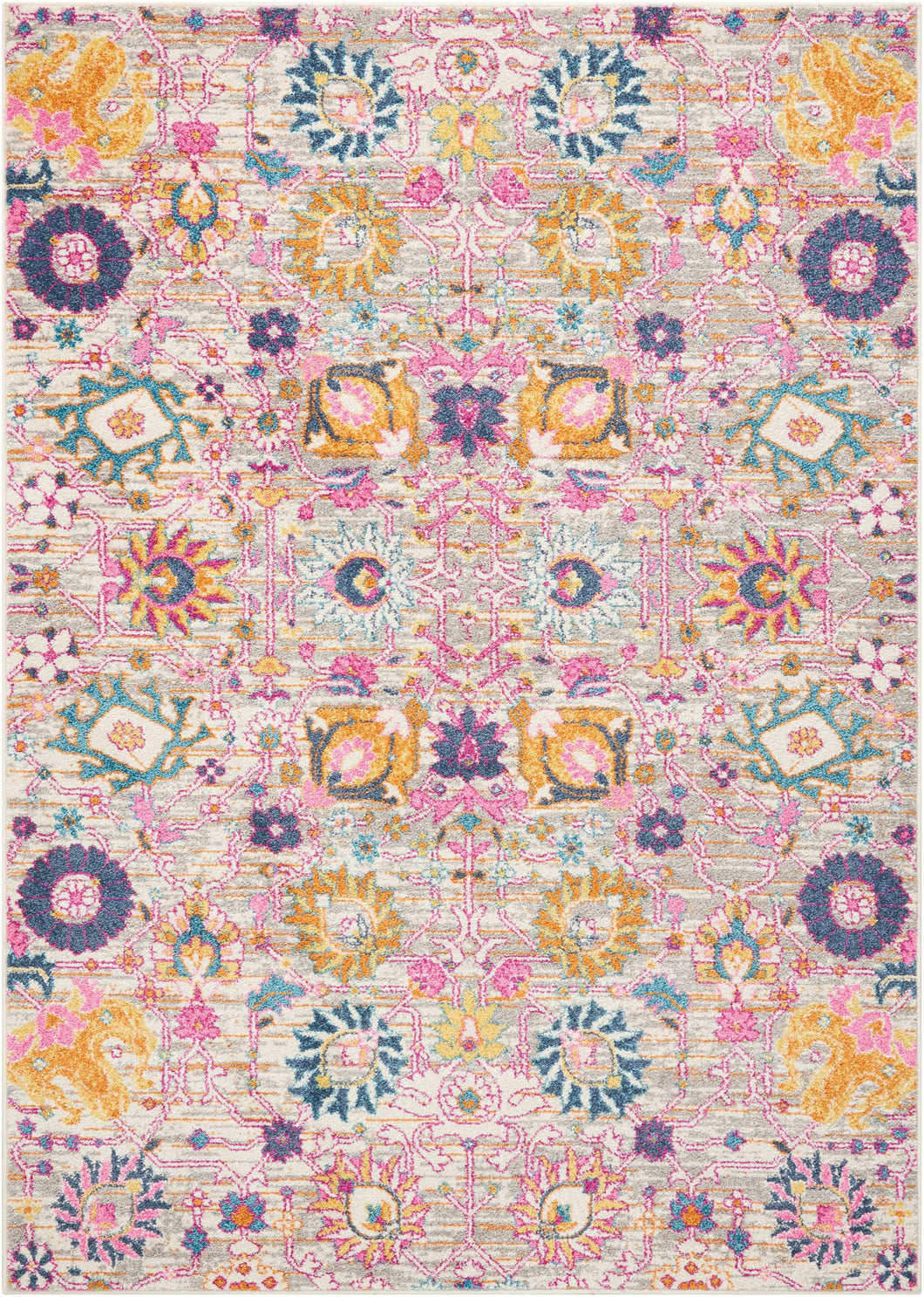 Nourison Passion PSN01 Pink and Grey 7'x10' Large Rug PSN01 Silver