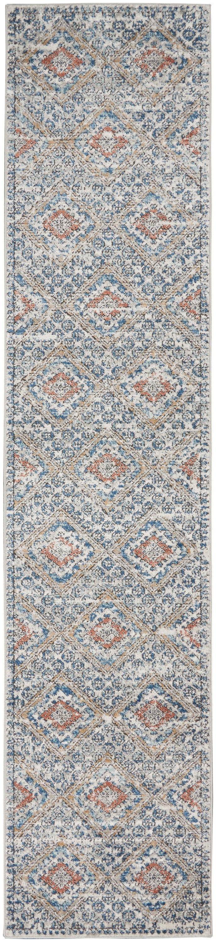 Nourison Concerto 10' Runner Area Rug CNC16 Blue/Ivory