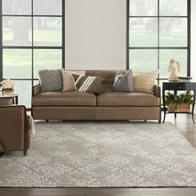 Load image into Gallery viewer, Nourison Damask DAS03 Grey and White 8&#39;x10&#39; Large Flat Rug DAS03 Ivory/Grey
