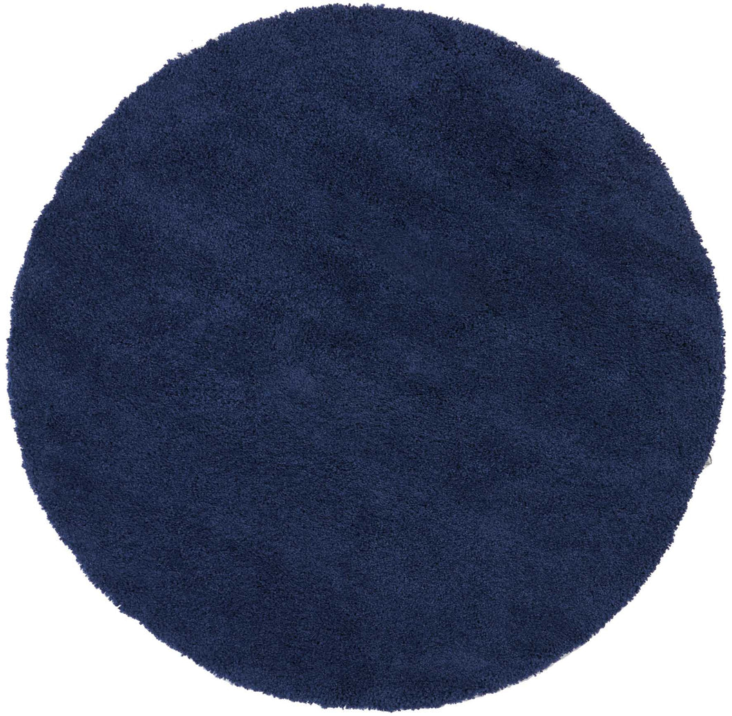 Nourison Malibu Shag MSG01 Dark Blue 8' Round Large Rug MSG01 Navy