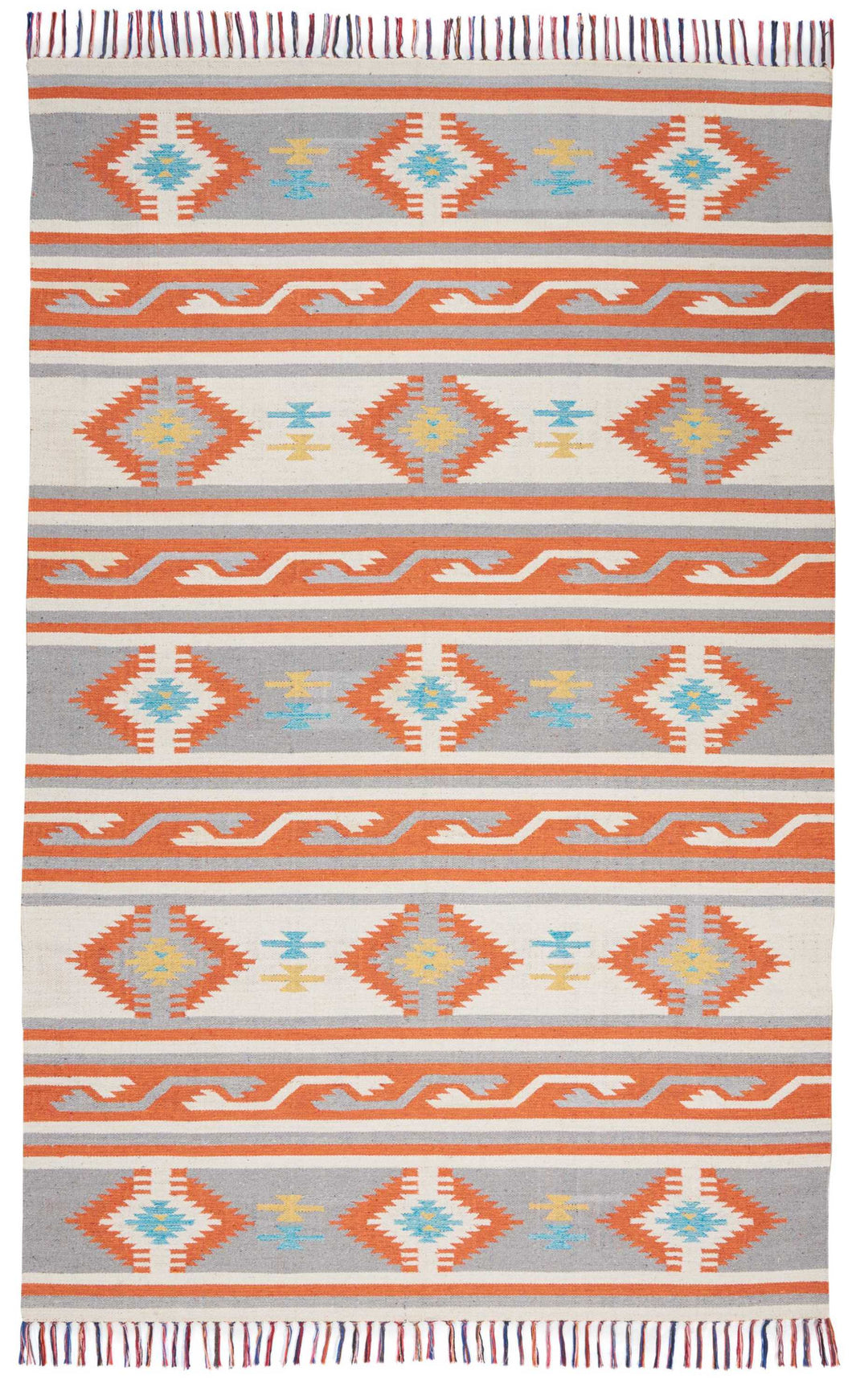 Nourison Baja BAJ03 Grey and White 4'x6' Southwestern Area Rug BAJ03 Ivory/Grey