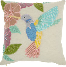 Load image into Gallery viewer, Mina Victory Plushlines Sweet Hummingbird Multicolor Throw Pillow CH425 18&quot;X18&quot;

