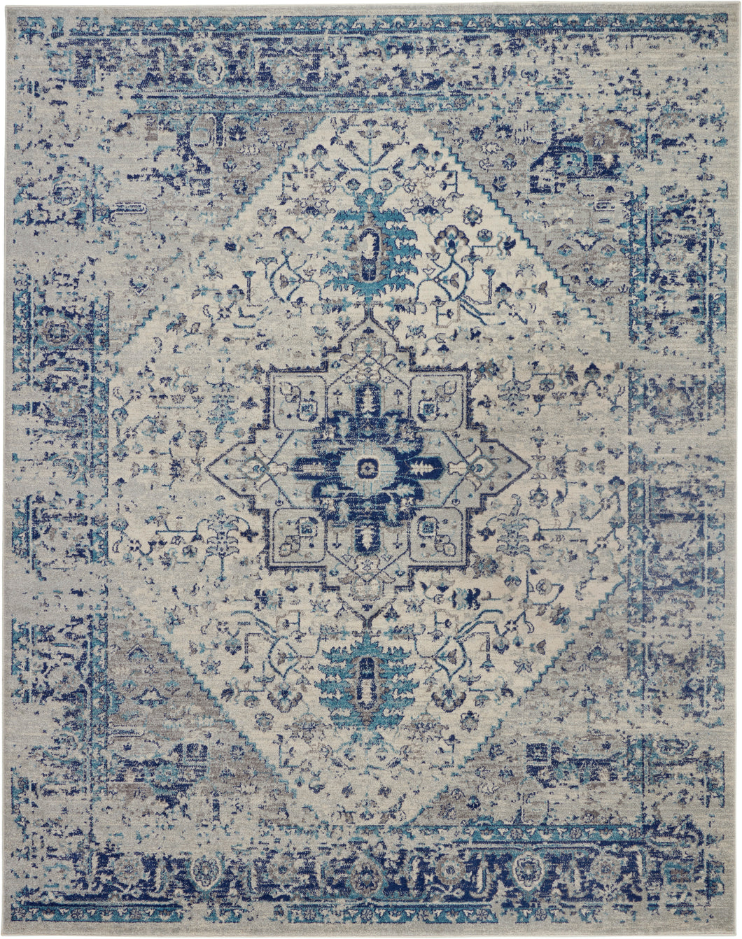 Nourison Tranquil(Traql) 7' x 10' Area Rug TRA06 Ivory/Light Blue