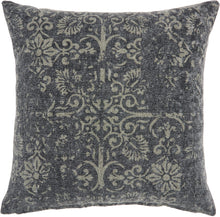 Load image into Gallery viewer, Mina Victory Life Styles Distress Damask Charcoal Throw Pillow GT657 22&quot; x 22&quot;
