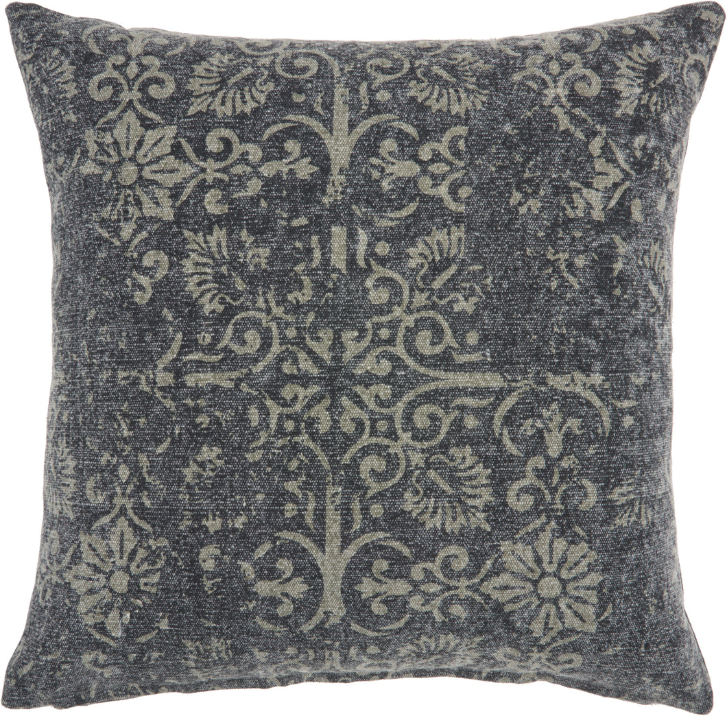 Mina Victory Life Styles Distress Damask Charcoal Throw Pillow GT657 22