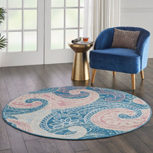 Load image into Gallery viewer, Nourison Jubilant JUB13 Pink and Blue 5&#39; Round Boho Area Rug JUB13 Blue
