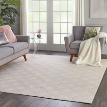 Load image into Gallery viewer, Nourison Jubilant JUB17 White and Pink 8&#39;x10&#39; Large Low-pile Rug JUB17 Ivory/Pink
