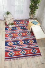 Load image into Gallery viewer, Nourison Baja BAJ03 Blue and Red 7&#39;x10&#39; Large Flat Weave Rug BAJ03 Blue/Red
