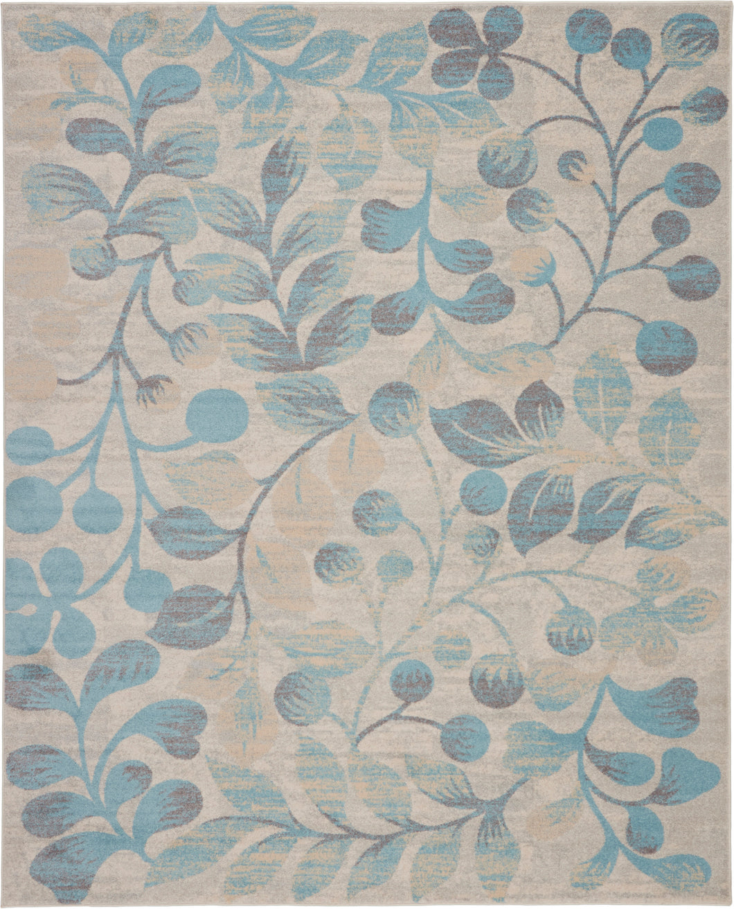 Nourison Tranquil TRA03 Turquoise and Beige 9'x12' Oversized Rug TRA03 Ivory/Turquoise