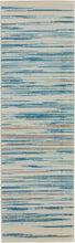 Load image into Gallery viewer, Nourison Jubilant JUB04 Teal Blue and White 7&#39; Runner Low-pile Hallway Rug JUB04 Blue
