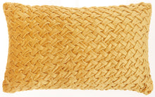 Load image into Gallery viewer, Mina Victory Life Styles Ruched Basketweave Gold Throw Pillow AC234 12&quot;X20&quot;
