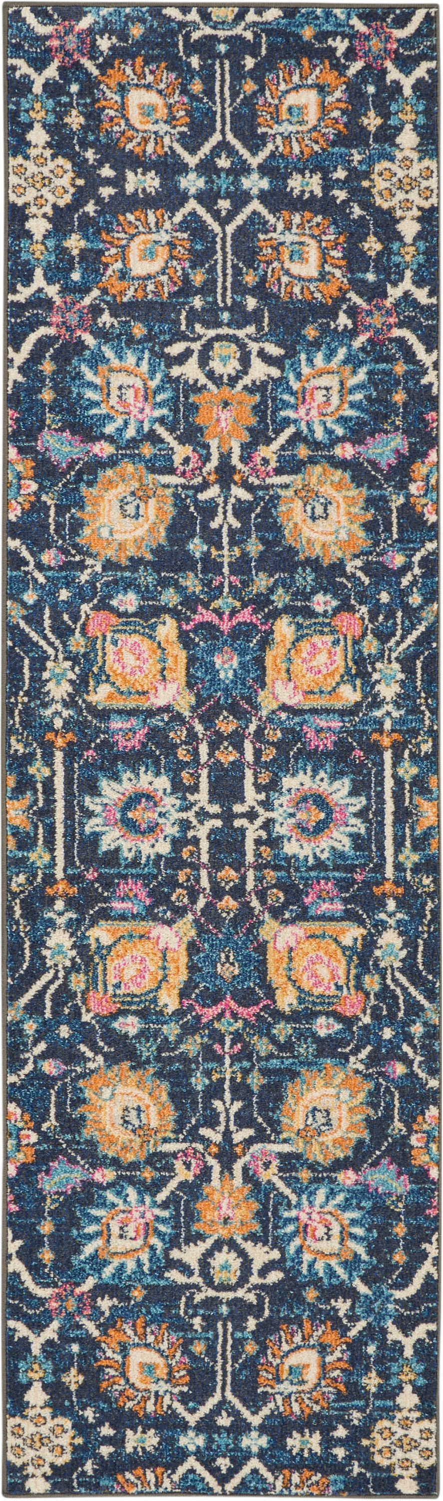 Nourison Passion 8' Runner Navy and Blue Area Rug PSN01 Navy