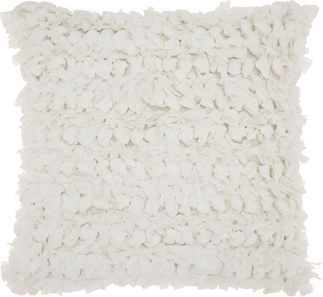 Mina Victory Paper Loop Shag White Throw Pillow DL058 20