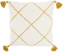 Load image into Gallery viewer, Mina Victory Life Styles Braided Stripe Tassels Mustard Throw Pillow SH038 20&quot;X20&quot;
