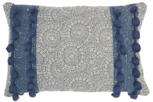 Load image into Gallery viewer, Mina Victory Life Styles Mandala Pom Poms Navy Throw Pillow RC223 16&quot; x 24&quot;
