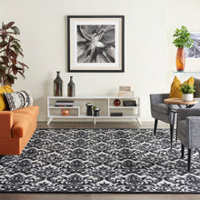 Load image into Gallery viewer, Nourison Damask DAS02 Black and White 8&#39;x10&#39; Large Flat Rug DAS02 Black/White
