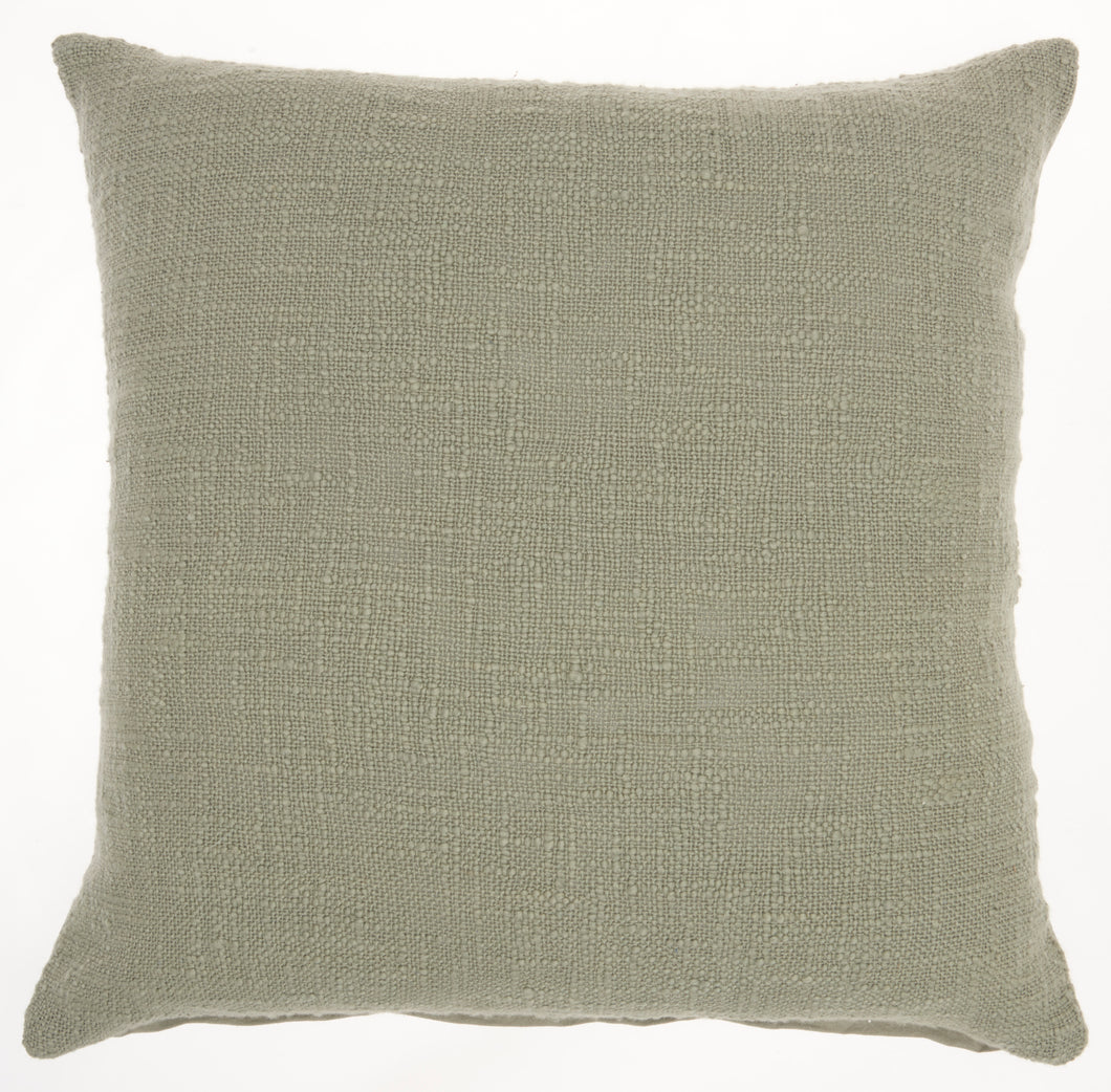 Mina Victory Life Styles Solid Woven Cotton Sage Throw Pillow SH021 18