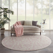 Load image into Gallery viewer, Nourison Jubilant 8&#39; Round White and Pink Area Rug JUB09 Ivory/Pink
