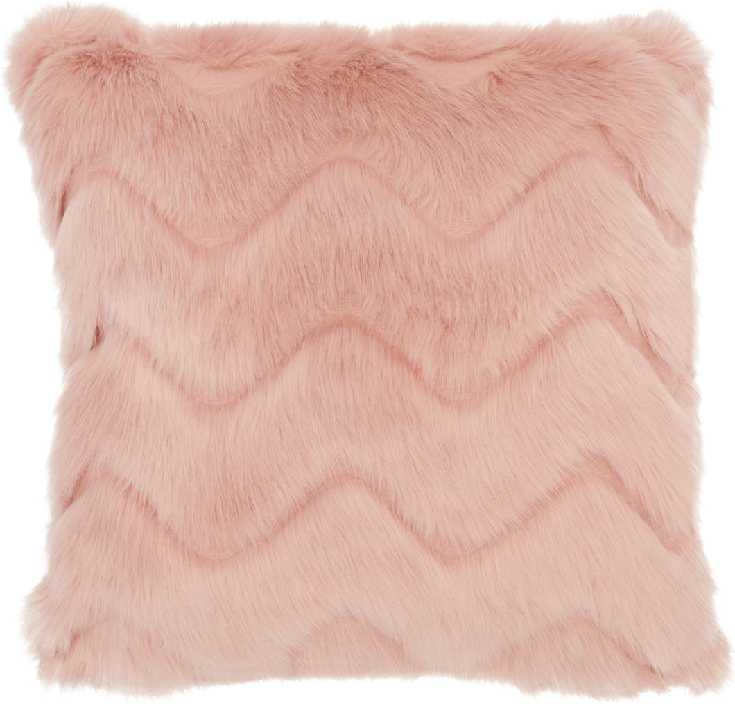 Nourison Chevron Faux Fur Blush Throw Pillow VV056 16