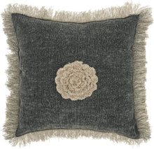 Load image into Gallery viewer, Nourison Life Styles Crochet Flower Charcoal Throw Pillow GT060 16&quot;X16&quot;
