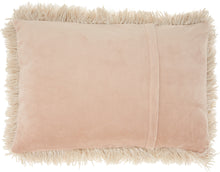 Load image into Gallery viewer, Mina Victory Yarn Shimmer Beige Shag Throw Pillow TL004 14&quot; x 20&quot;

