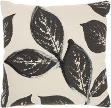 Load image into Gallery viewer, Mina Victory Life Styles Embroidered Leaves Charcoal Throw Pillow SH031 20&quot;X20&quot;
