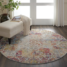 Load image into Gallery viewer, Nourison Ankara Global ANR06 White and Orange 6&#39; Round French Country Area Rug ANR06 Ivory/Orange
