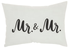Load image into Gallery viewer, Kathy Ireland Home &quot;Mr &amp; Mr&quot; White Throw Pillow L2111 14&quot;X20&quot;
