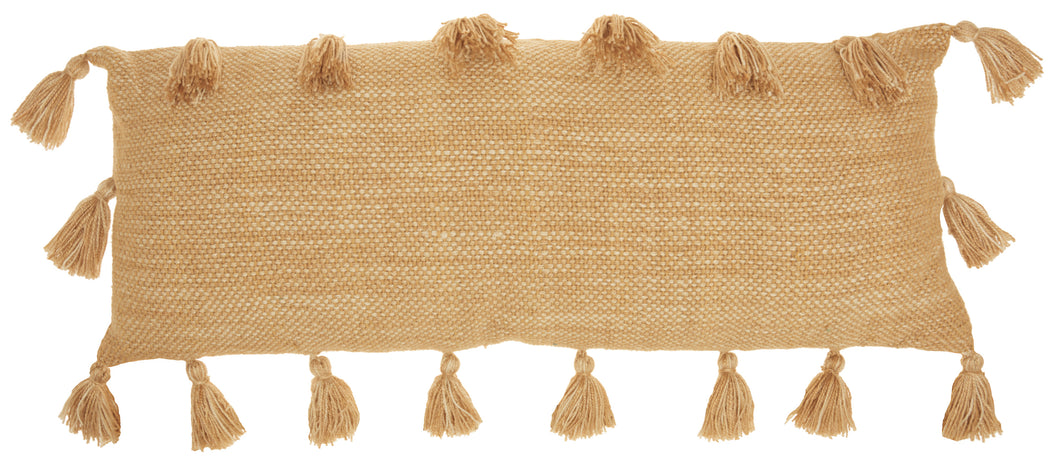 Mina Victory Life Styles Woven with Tassels Mustard Throw Pillow DL005 13