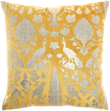 Load image into Gallery viewer, Mina Victory Sofia Foil Print Birds Gold Throw Pillow AC384 20&quot;X20&quot;
