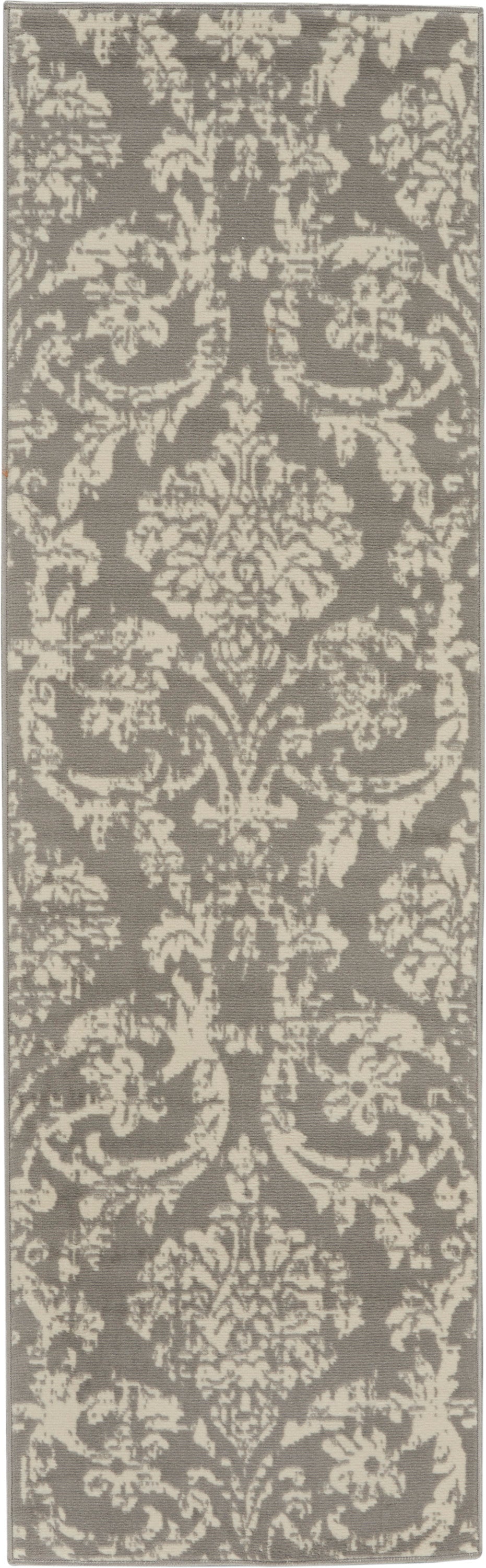 Nourison Jubilant JUB09 Grey 7' Runner Low-pile Hallway Rug JUB09 Grey