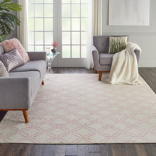 Load image into Gallery viewer, Nourison Jubilant JUB17 White and Pink 8&#39;x10&#39; Large Low-pile Rug JUB17 Ivory/Pink
