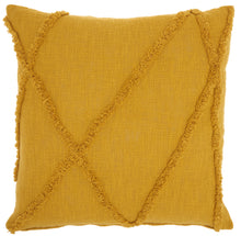 Load image into Gallery viewer, Mina Victory Life Styles Distressed Diamond Mustard Throw Pillow SH018 24&quot; X 24&quot;
