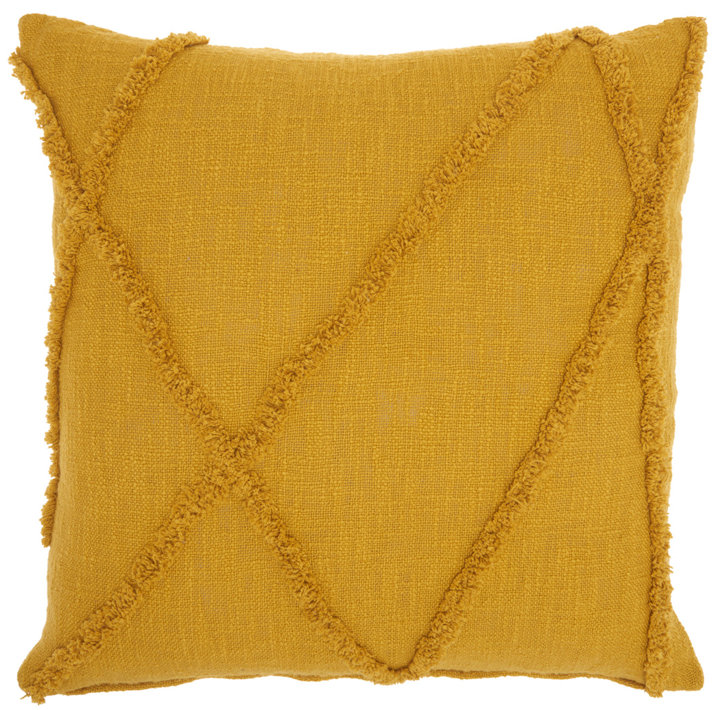 Mina Victory Life Styles Distressed Diamond Mustard Throw Pillow SH018 24