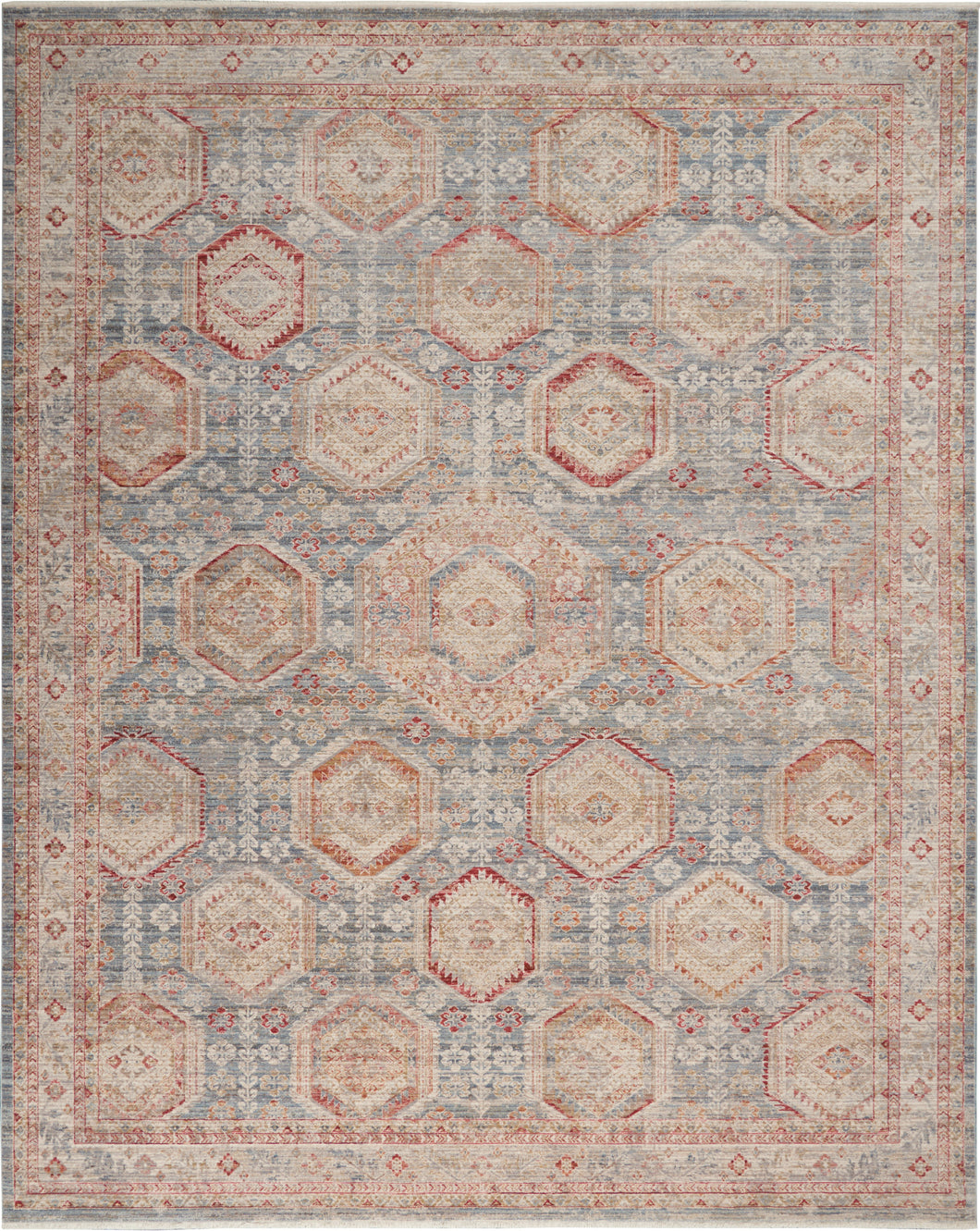 Nourison Homestead 8'x10' Traditional Area Rug HMS01 Light Blue Multi