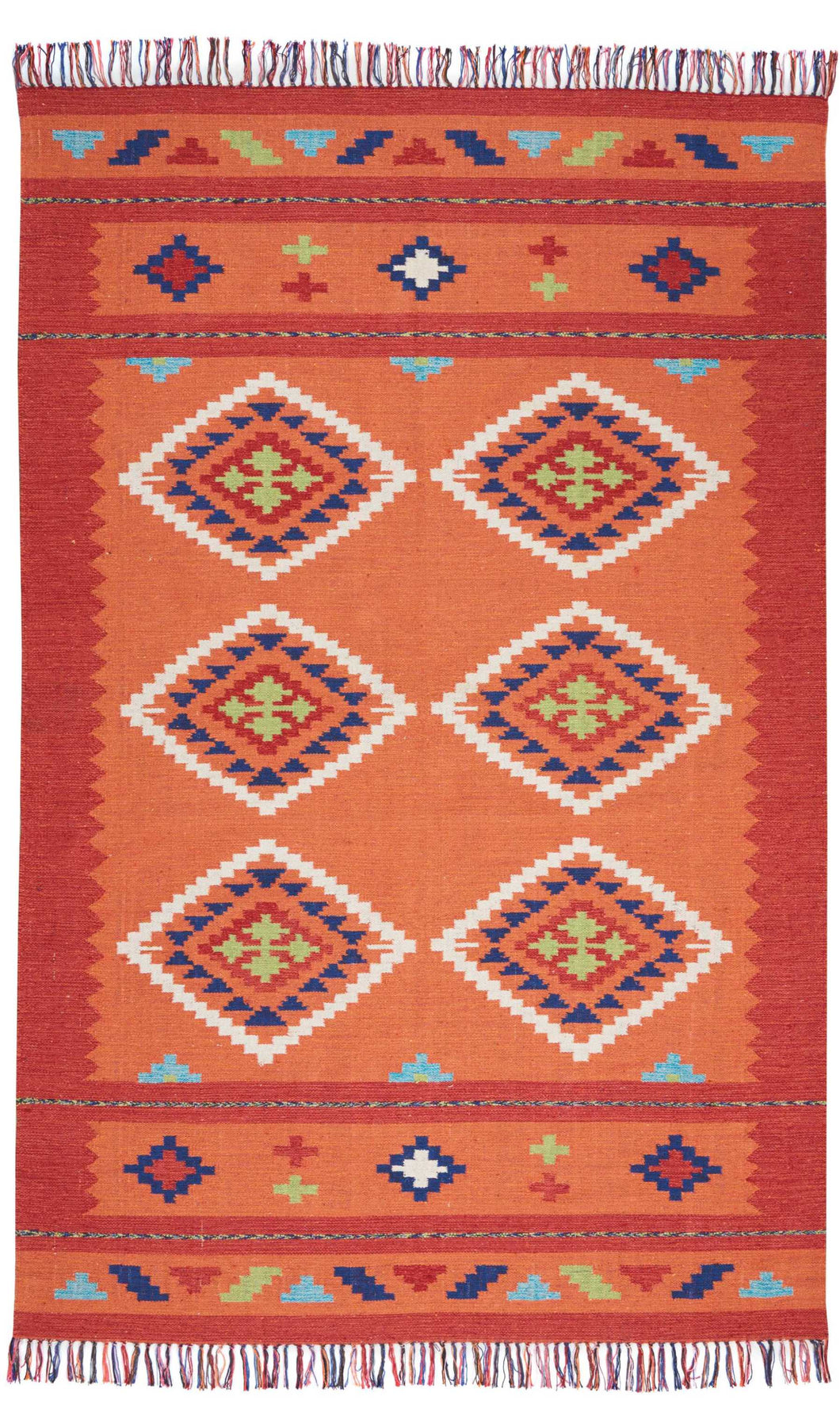 Nourison Baja BAJ02 Orange 7'x10' Large Flat Weave Rug BAJ02 Orange/Red