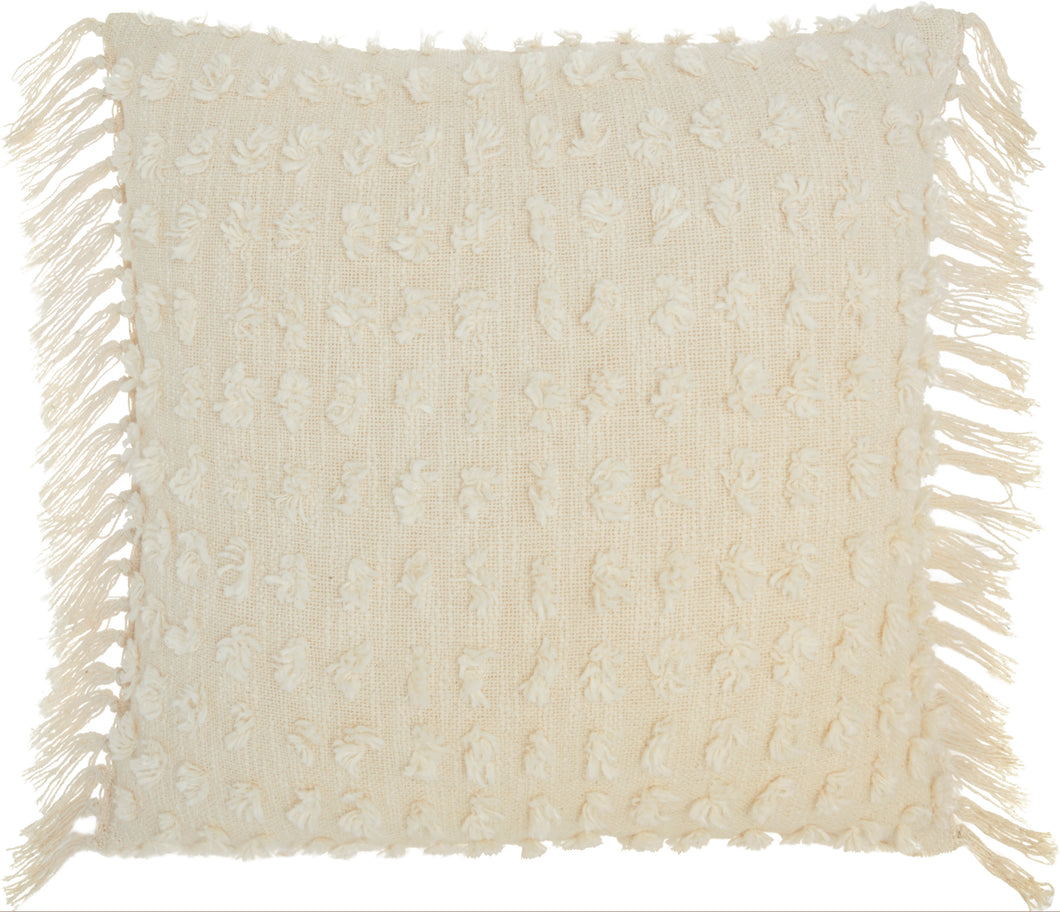 Mina Victory Life Styles Cut Fray Texture Cream Throw Pillow GT037 20