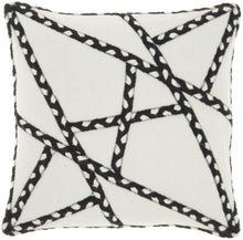 Load image into Gallery viewer, Mina Victory Outdoor Pillows Woven Braided Geometric Black Throw Pillow VJ006 18&quot;X18&quot;
