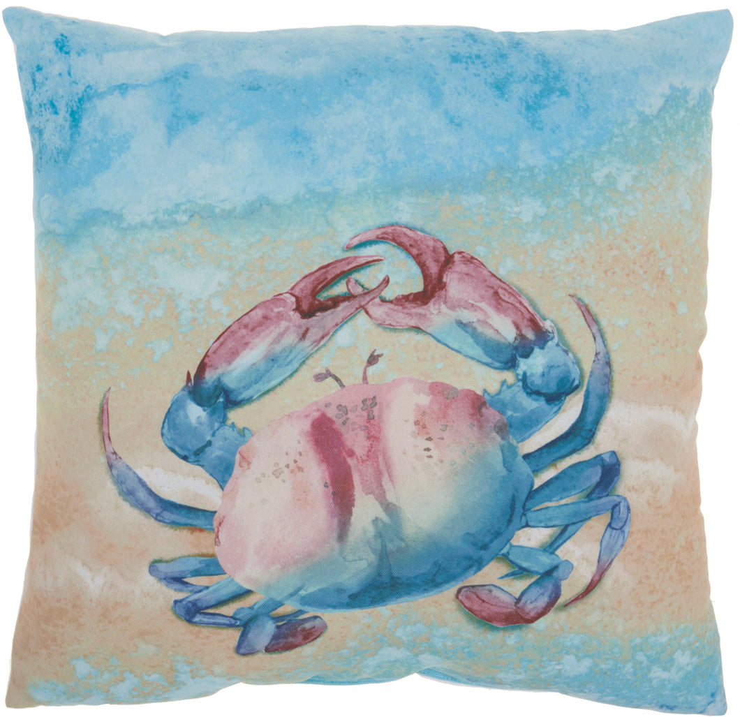 Mina Victory Outdoor Pillows Tyedye Crab Multicolor Throw Pillow BJ741 18