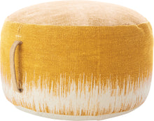 Load image into Gallery viewer, Mina Victory Life Styles Mustard Stonewash Drum Pouf AS263 20&quot; x 20&quot; x 12&quot;
