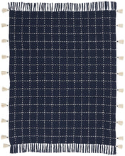 Load image into Gallery viewer, Mina Victory Life Styles Woven Check with Tassel Navy Throw Blanket SH033 50&quot; X 60&quot;

