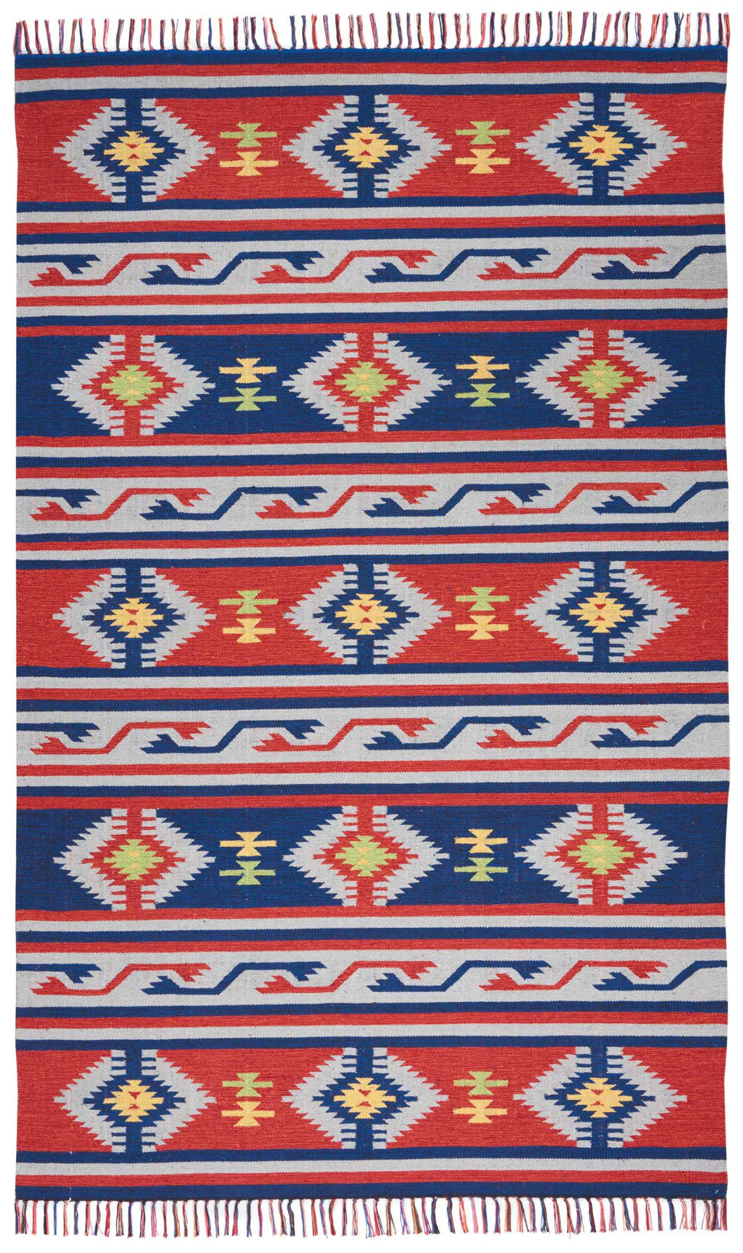 Nourison Baja BAJ03 Blue and Red 7'x10' Large Flat Weave Rug BAJ03 Blue/Red