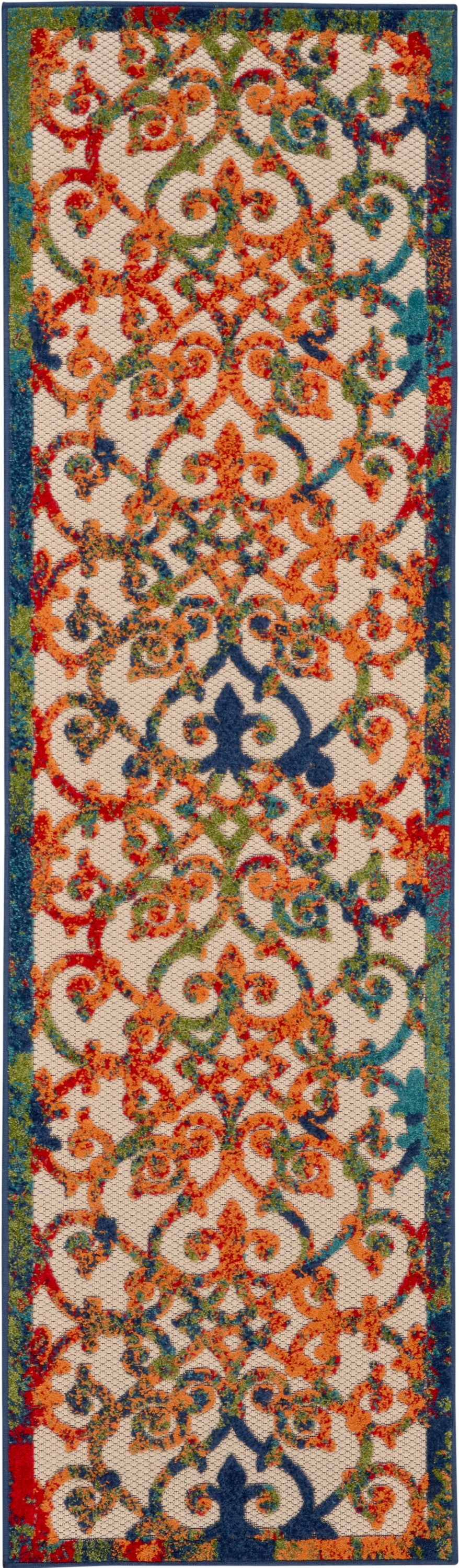 Nourison Aloha ALH21 10' Runner Multicolor Easy-care Indoor-outdoor Rug ALH21 Multicolor