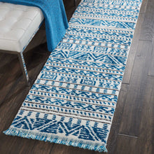 Load image into Gallery viewer, Nourison Kamala DS503 Blue and White 8&#39; Runner Hallway Rug DS503 Ivory/Blue
