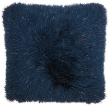 Load image into Gallery viewer, Mina Victory Yarn Shimmer Navy Shag Throw Pillow TL004 20&quot;X20&quot;
