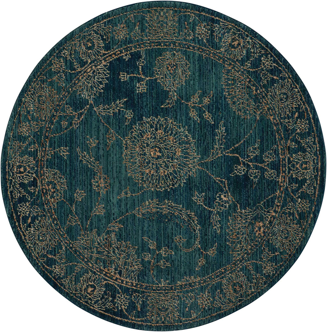 Nourison 2020 NR202 Teal 5' Round Area Rug NR202 Teal