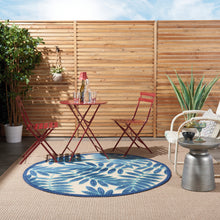 Load image into Gallery viewer, Nourison Aloha ALH18 Navy Blue and White 4&#39; Round Indoor-outdoor Area Rug ALH18 Navy
