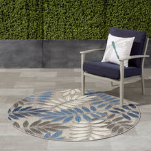 Load image into Gallery viewer, Nourison Aloha 4&#39;xRound Blue Patio Area Rug ALH18 Grey/Blue
