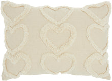Load image into Gallery viewer, Mina Victory Life Styles Raised Hearts Cream Throw Pillow GT022 14&quot;X20&quot;

